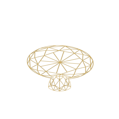 Schijven Een gouden geometrische schaal met een complexe structuur.